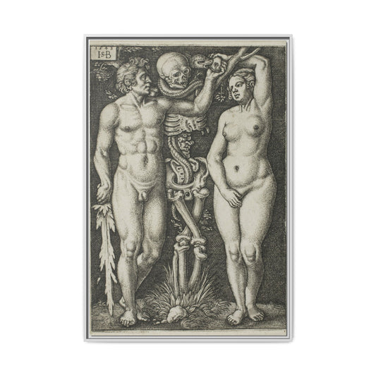 Adam and Eve – 1543 Engraving by Hans Sebald Beham. Matte. Framed canvas.