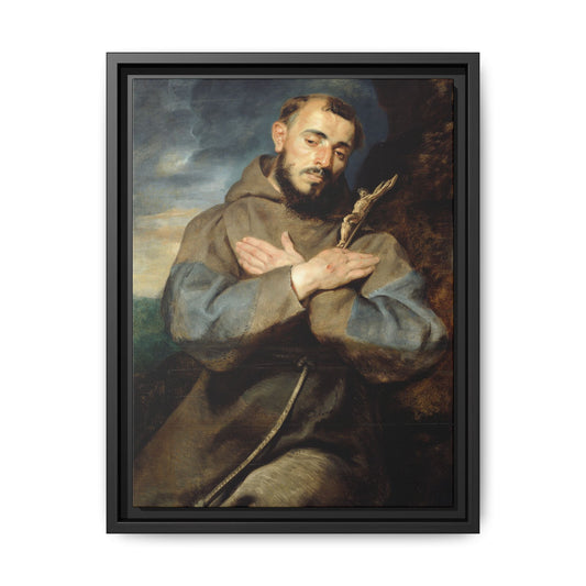 Saint Francis – Renaissance/Baroque Portrait. Classical. Matte. Framed canvas.