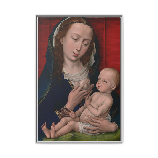 Madonna and Child. Renaissance Painting. Matte. Framed canvas.