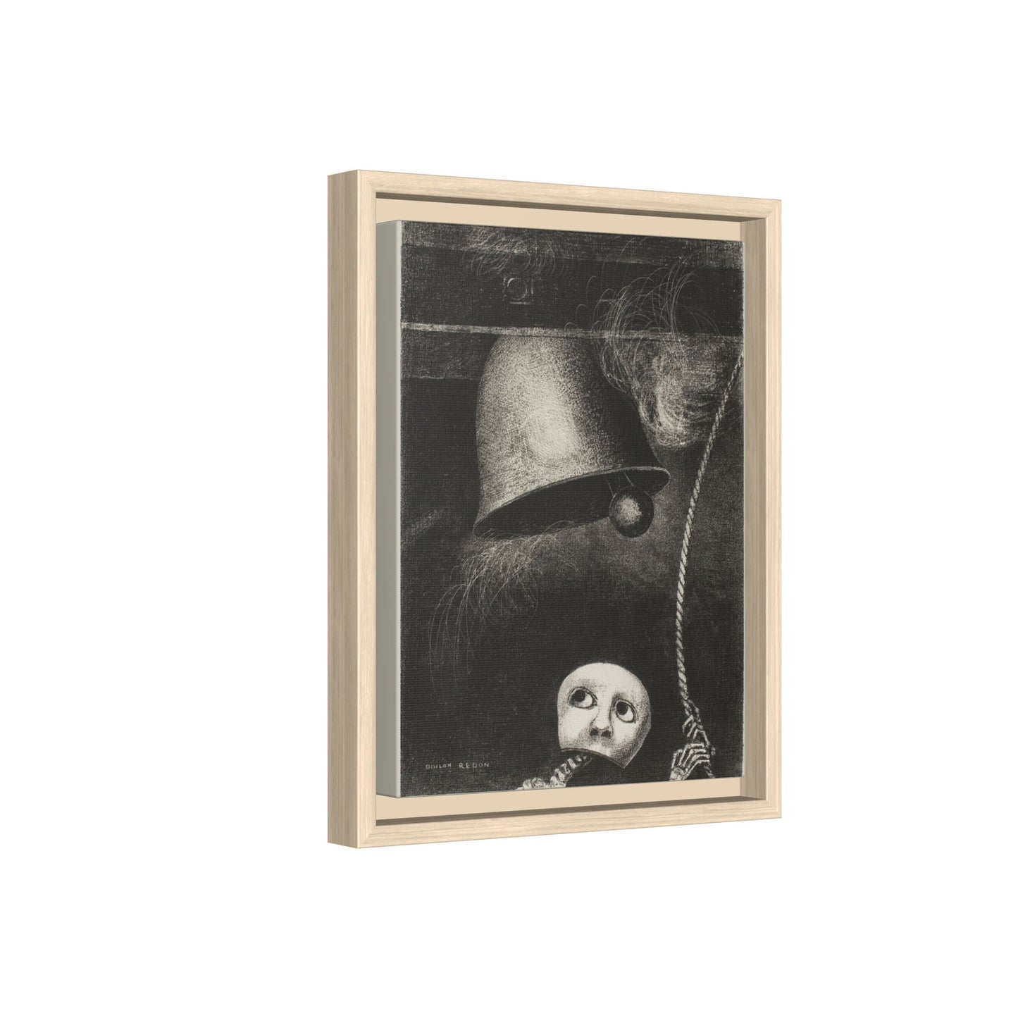 A Mask Sounds the Funeral Knell: Plate Three from In Dreams. Odilon Redon, Paris. Matte. Framed canvas.