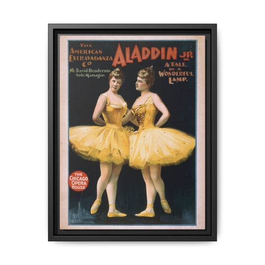 The American Extravaganza Co. in Aladdin Jr. A Tale of a Wonderful Lamp (1894). Matte. Framed Canvas.