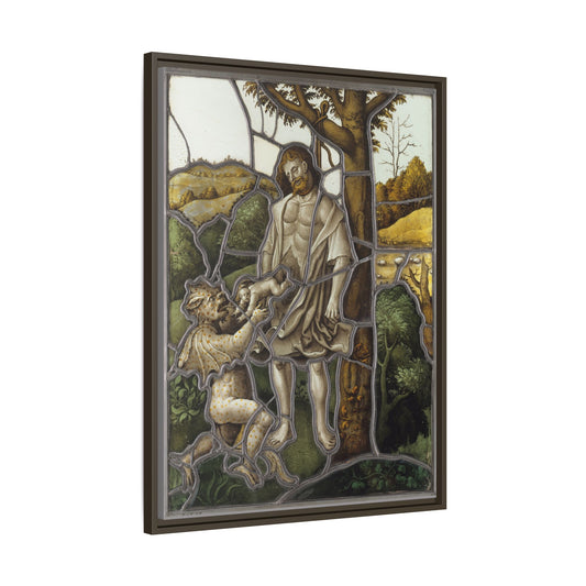 The Hanging of Judas – Renaissance Stained Glass. Matte. Framed canvas.