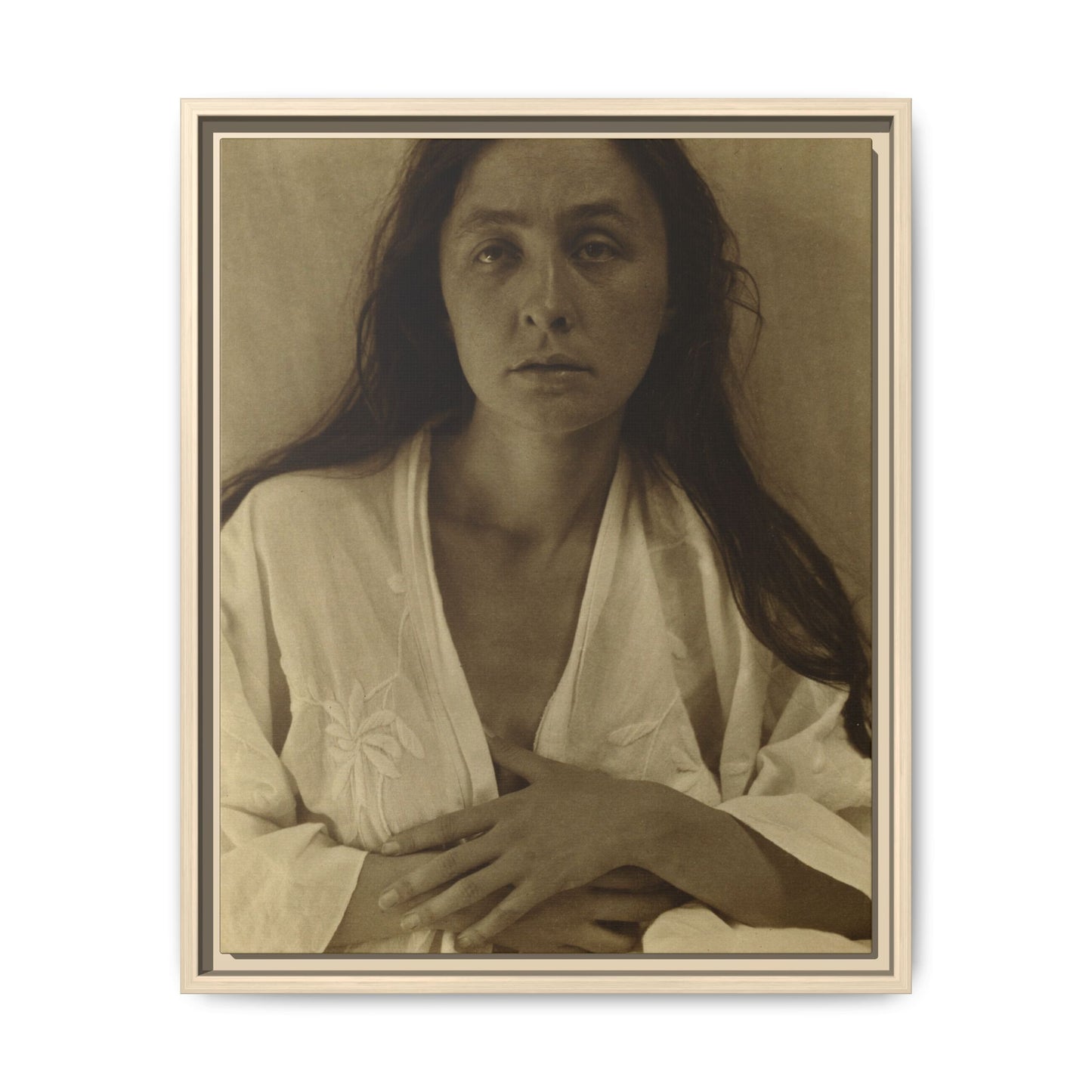 The Gaze of the Desert. Georgia O’Keeffe portrait. Matte. Framed canvas.