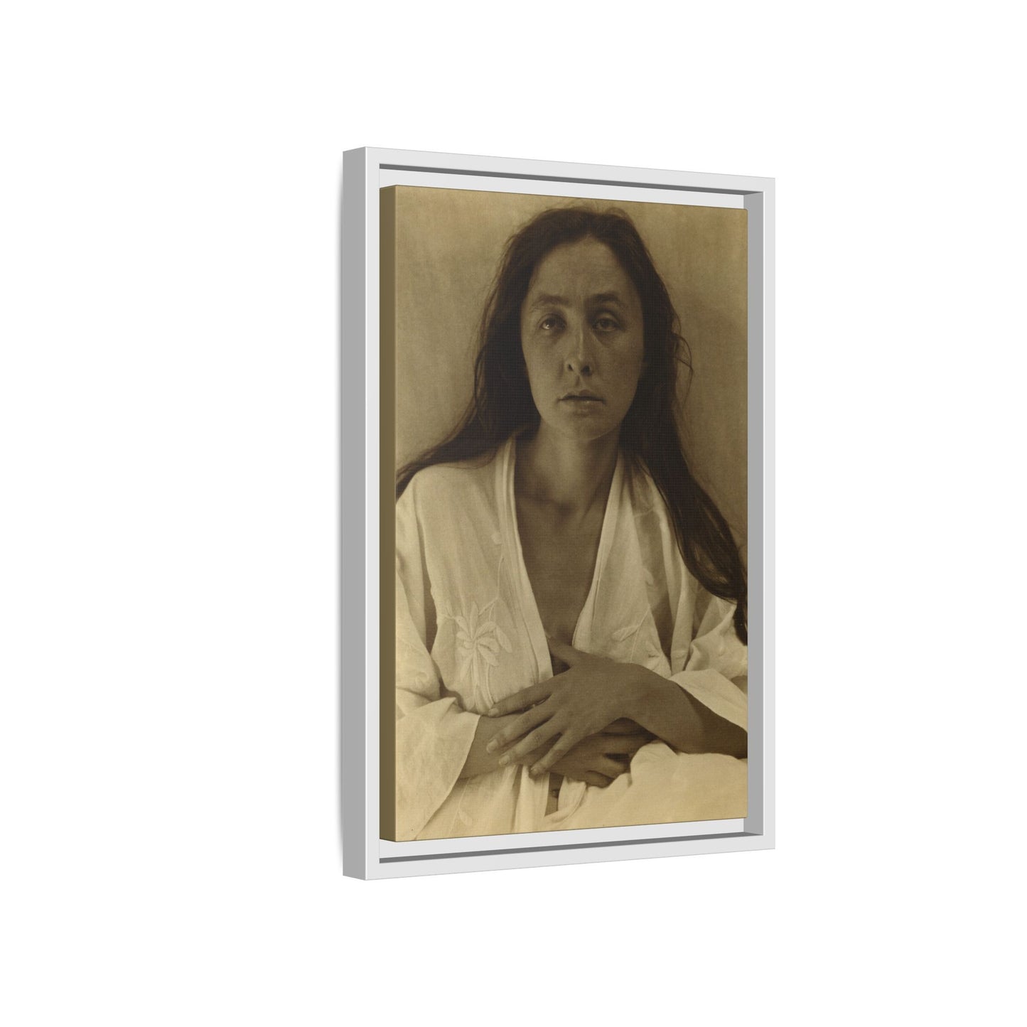 The Gaze of the Desert. Georgia O’Keeffe portrait. Matte. Framed canvas.
