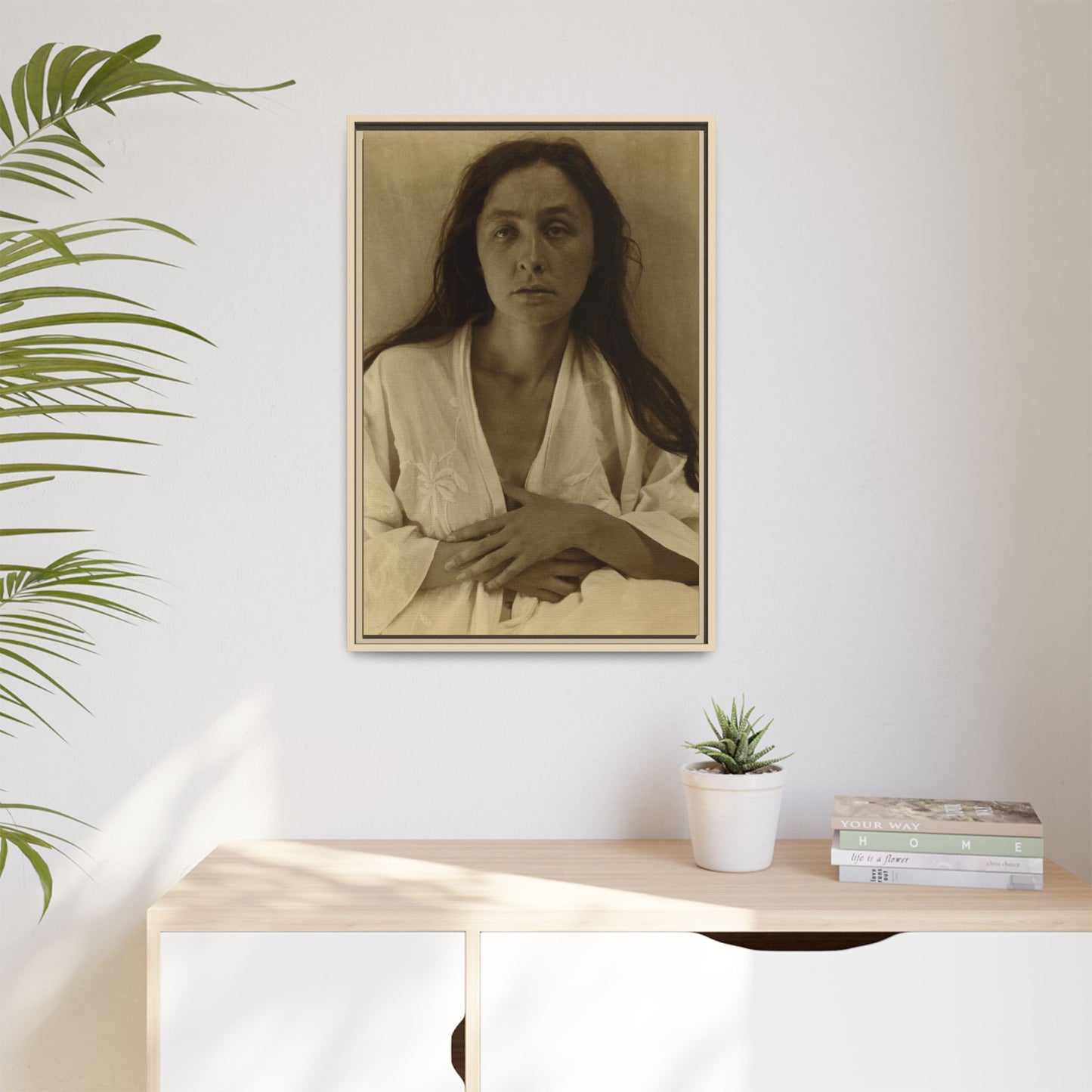 The Gaze of the Desert. Georgia O’Keeffe portrait. Matte. Framed canvas.