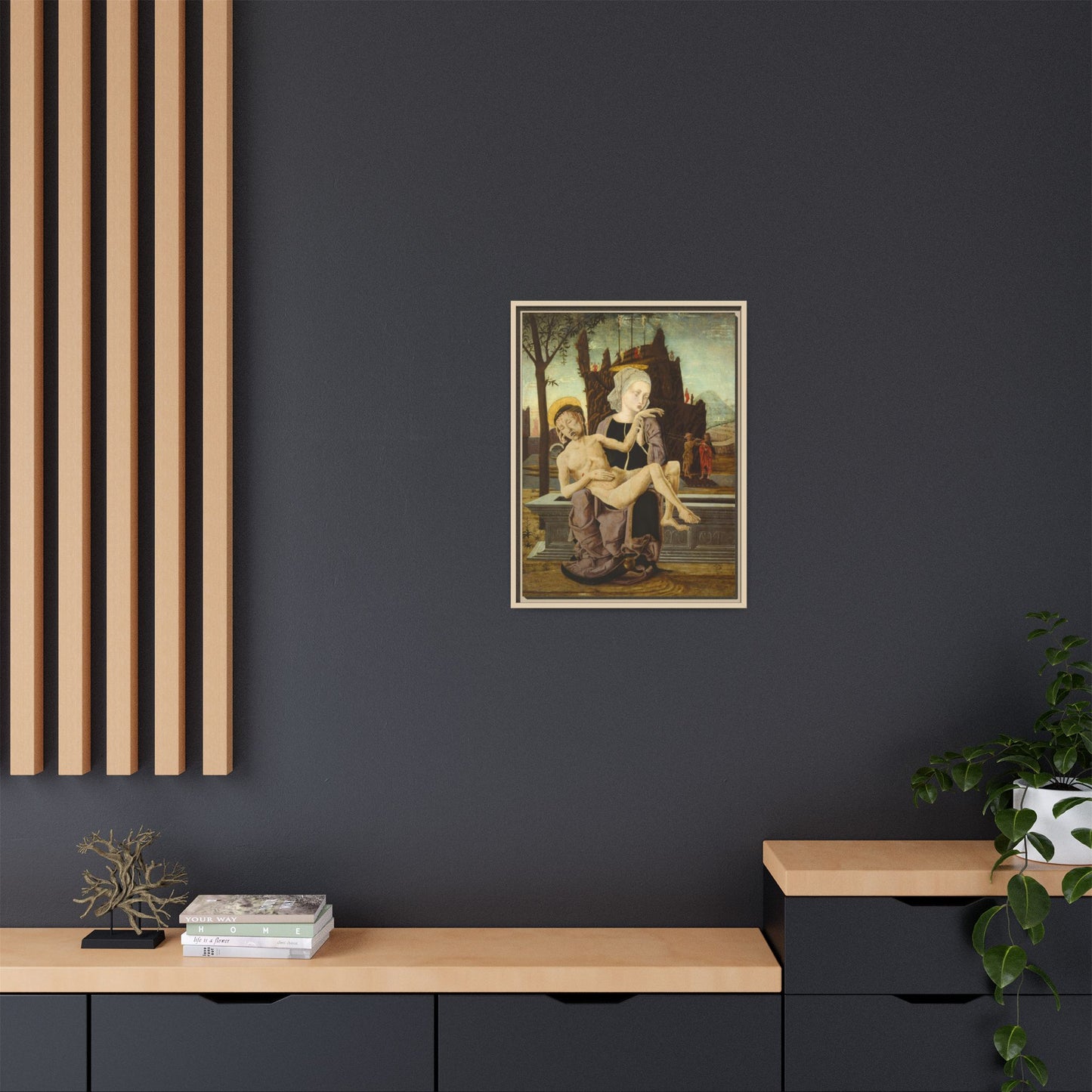 Pietà by Cosmè Tura (c. 1460). Matte. Framed Canvas.