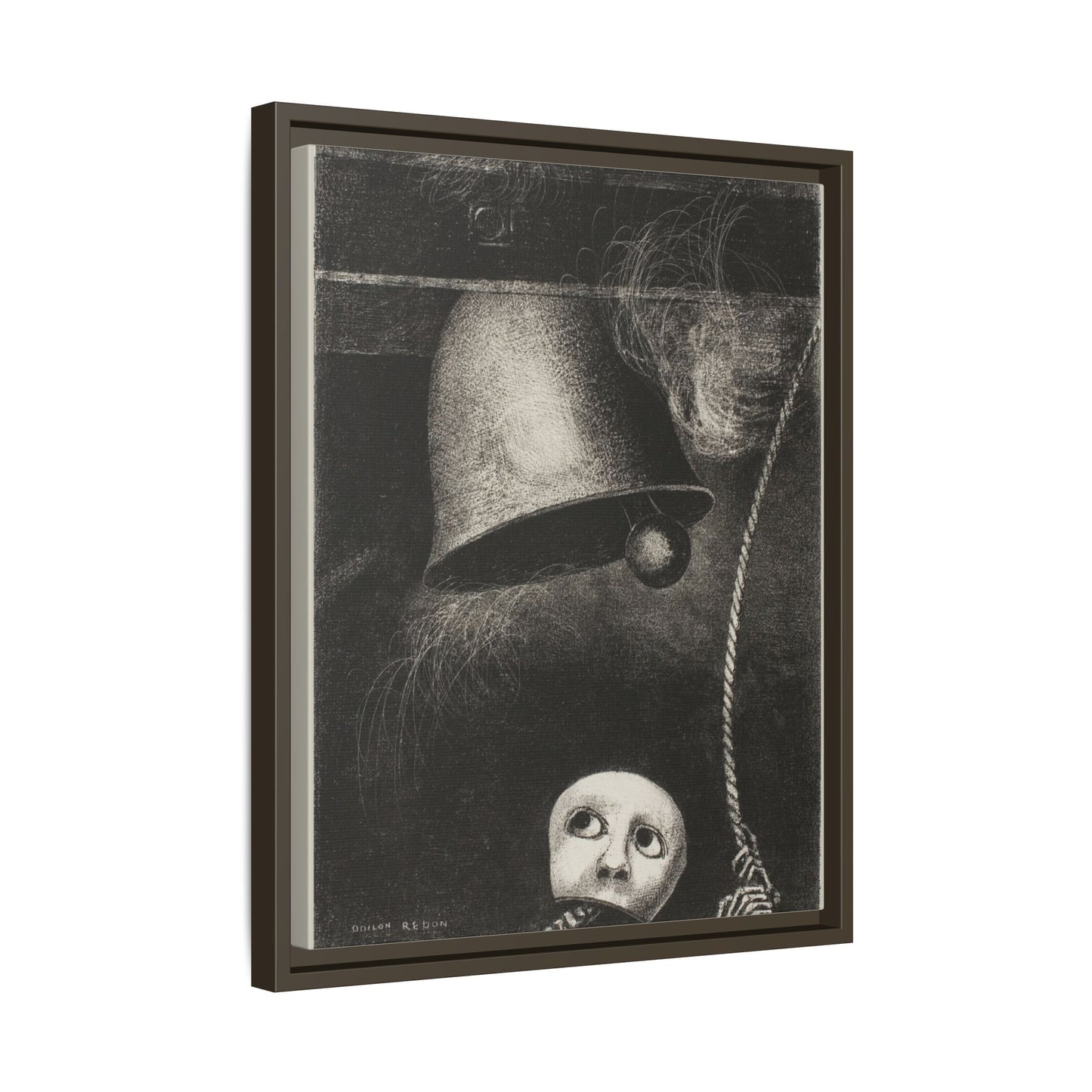 A Mask Sounds the Funeral Knell: Plate Three from In Dreams. Odilon Redon, Paris. Matte. Framed canvas.