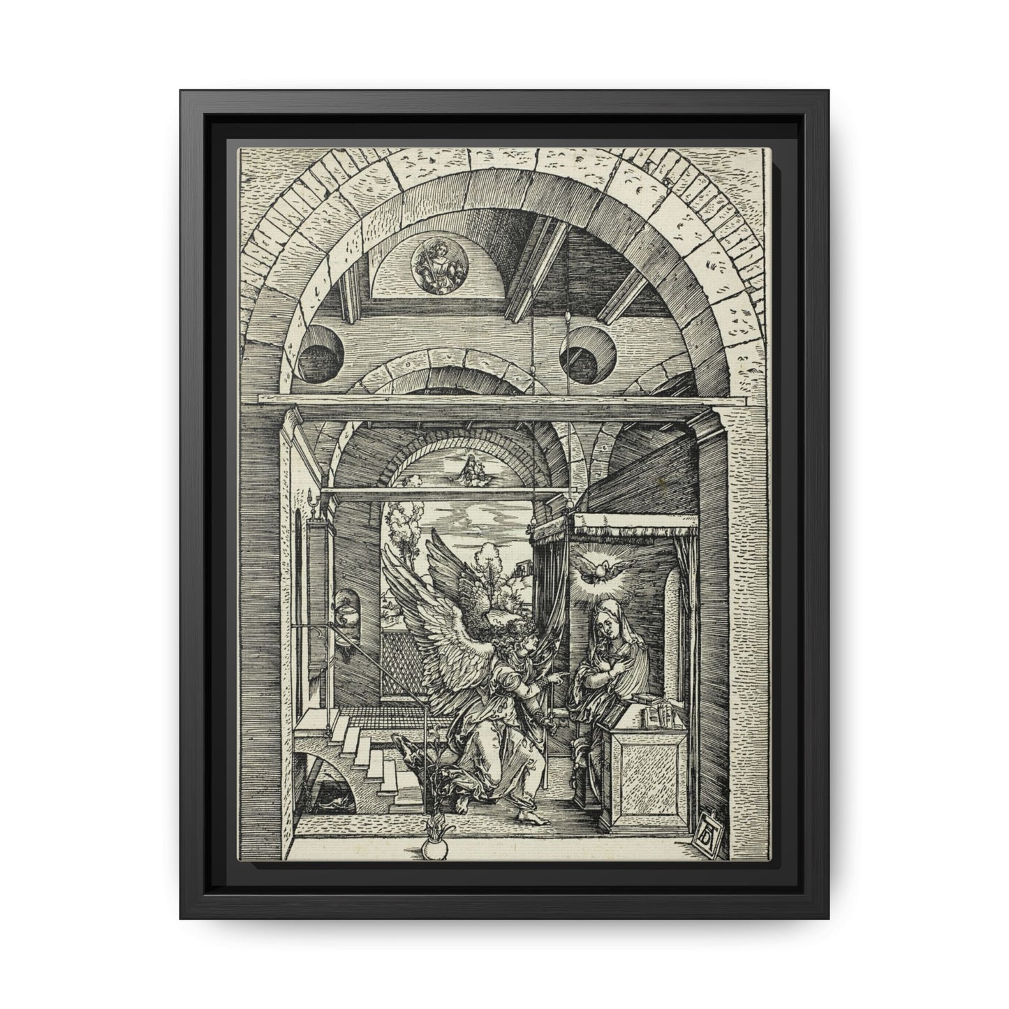 The Annunciation – From The Life of the Virgin. Matte. Renaissance. Framed canvas.