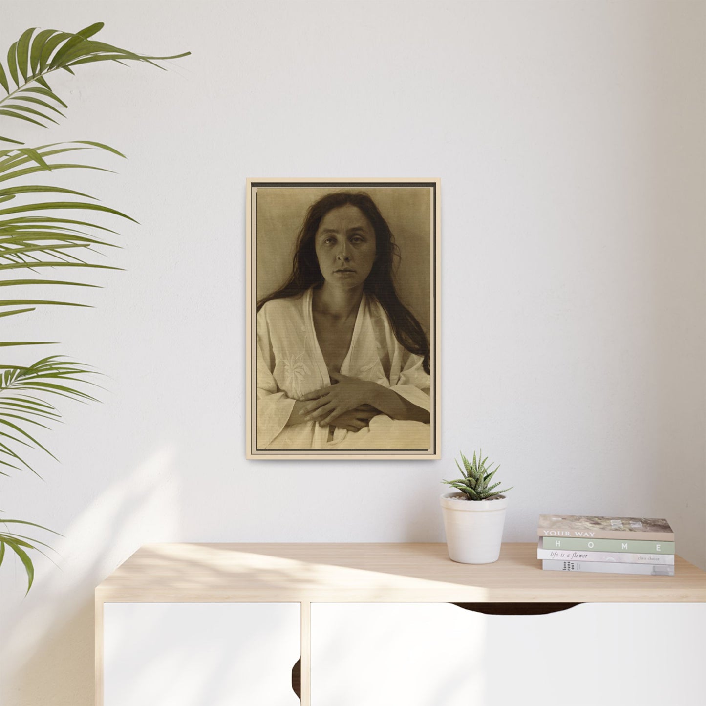 The Gaze of the Desert. Georgia O’Keeffe portrait. Matte. Framed canvas.