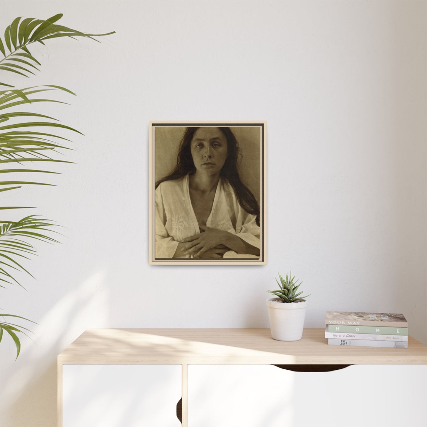 The Gaze of the Desert. Georgia O’Keeffe portrait. Matte. Framed canvas.