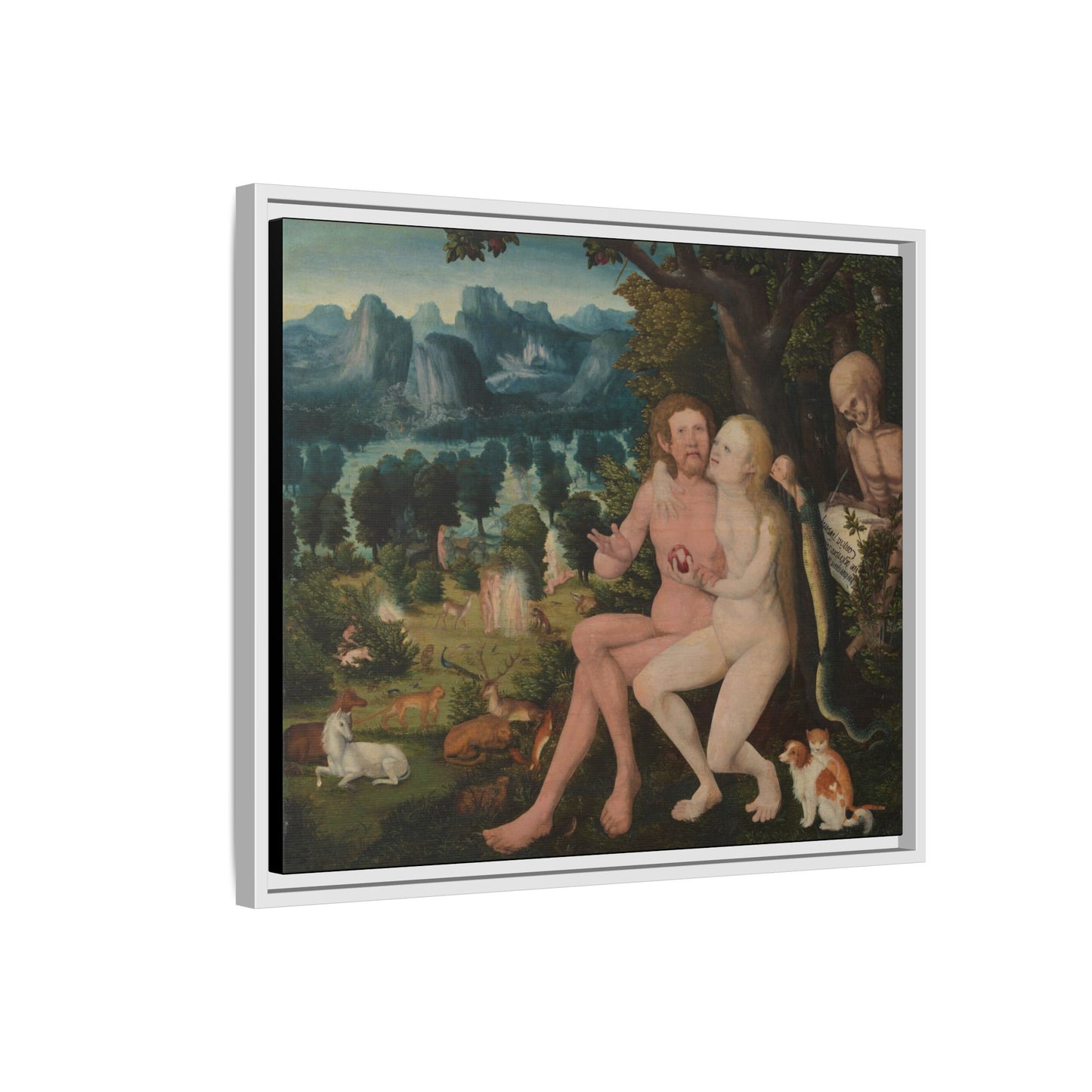 The Fall of Man with Scenes of the Creation – Renaissance Painting. Matte. Framed canvas.