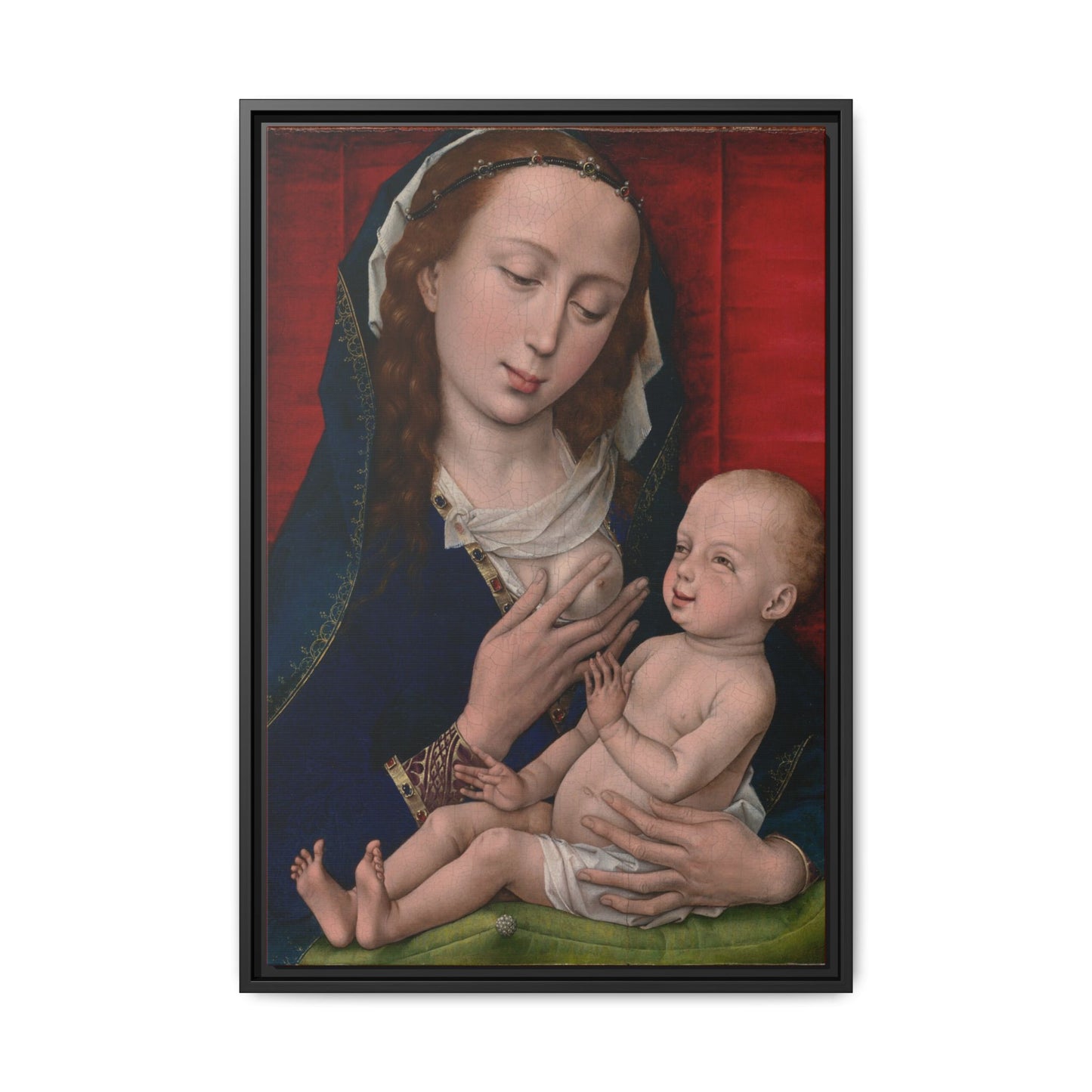 Madonna and Child. Renaissance Painting. Matte. Framed canvas.