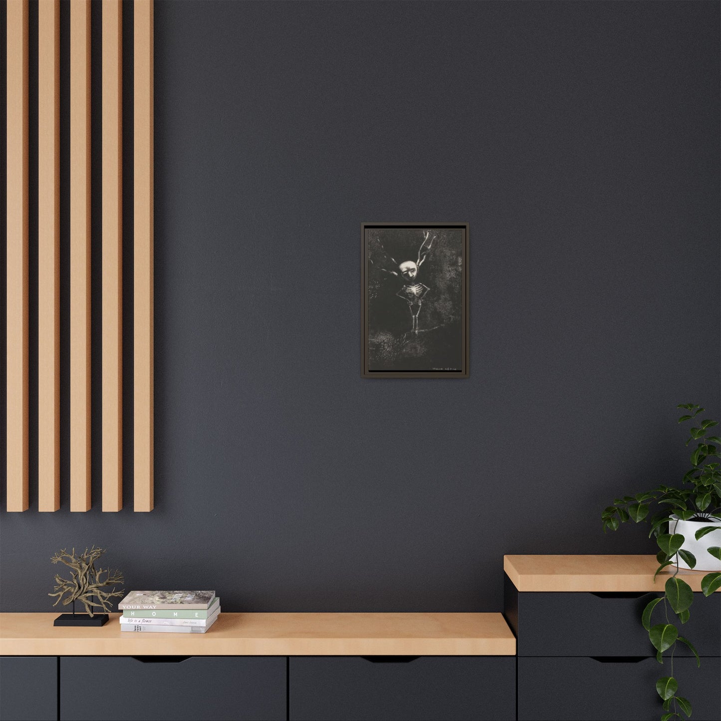 Dark Surreal Skeleton Art Print — Framed Matte Canvas