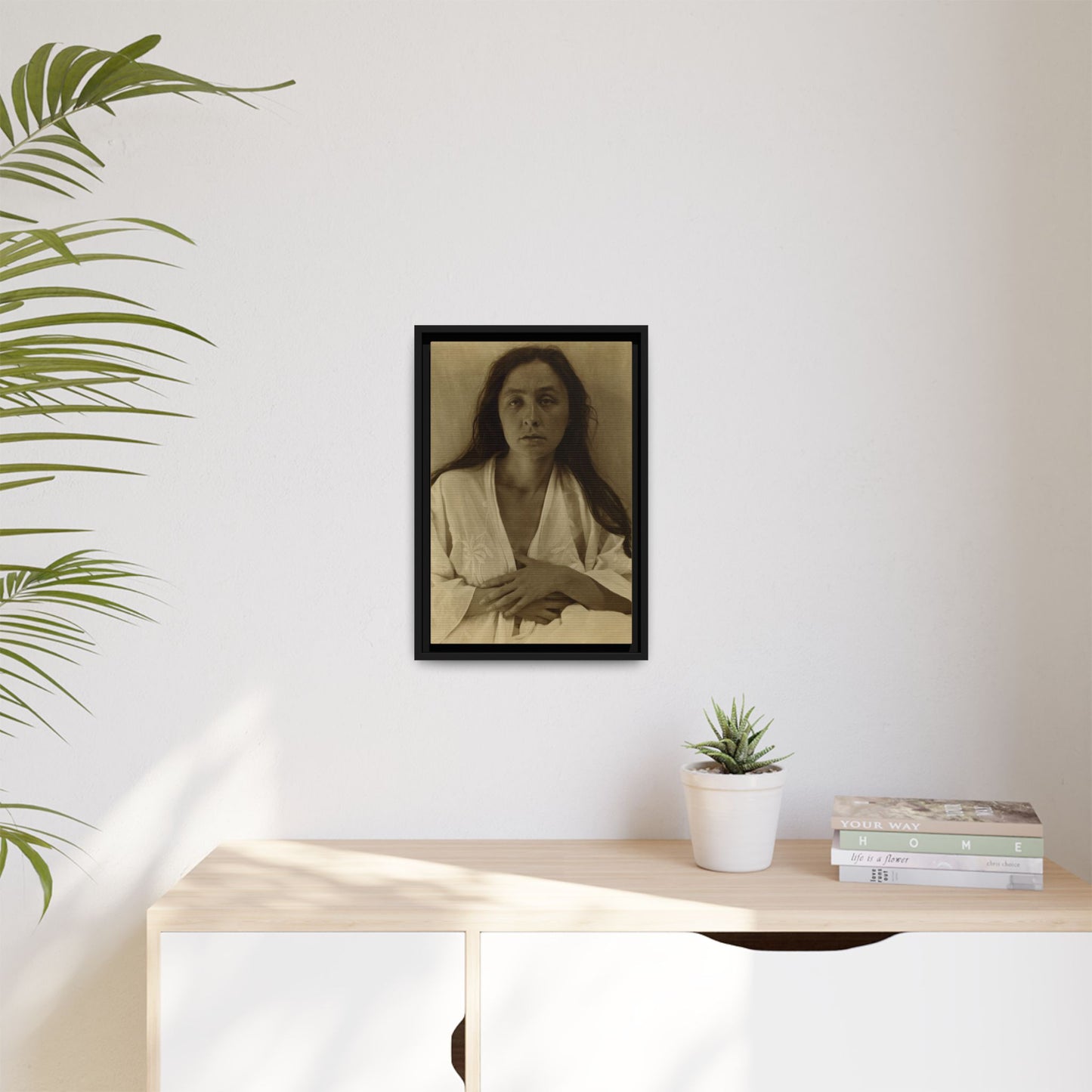 The Gaze of the Desert. Georgia O’Keeffe portrait. Matte. Framed canvas.