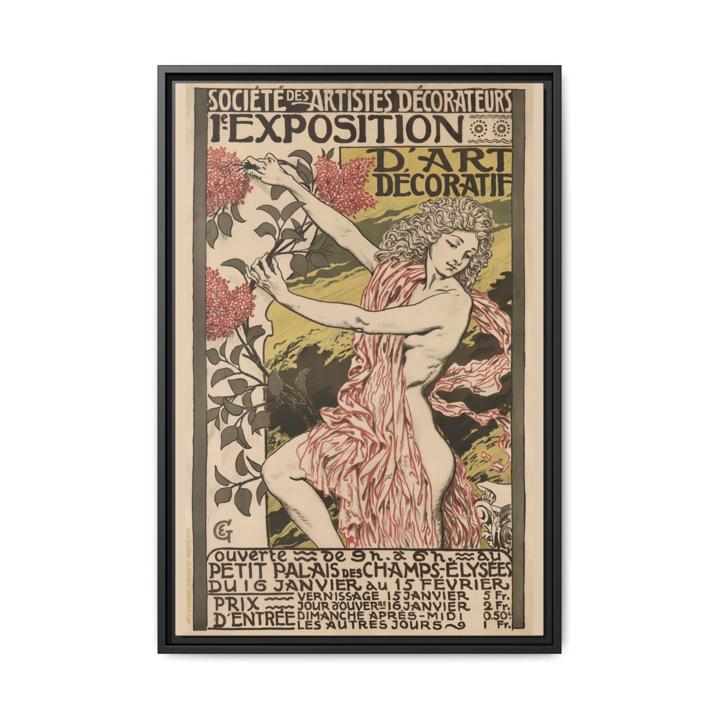 1re Exposition d’Art Décoratif Poster (Société des Artistes Décorateurs, 1912). Matte. Framed Canvas.
