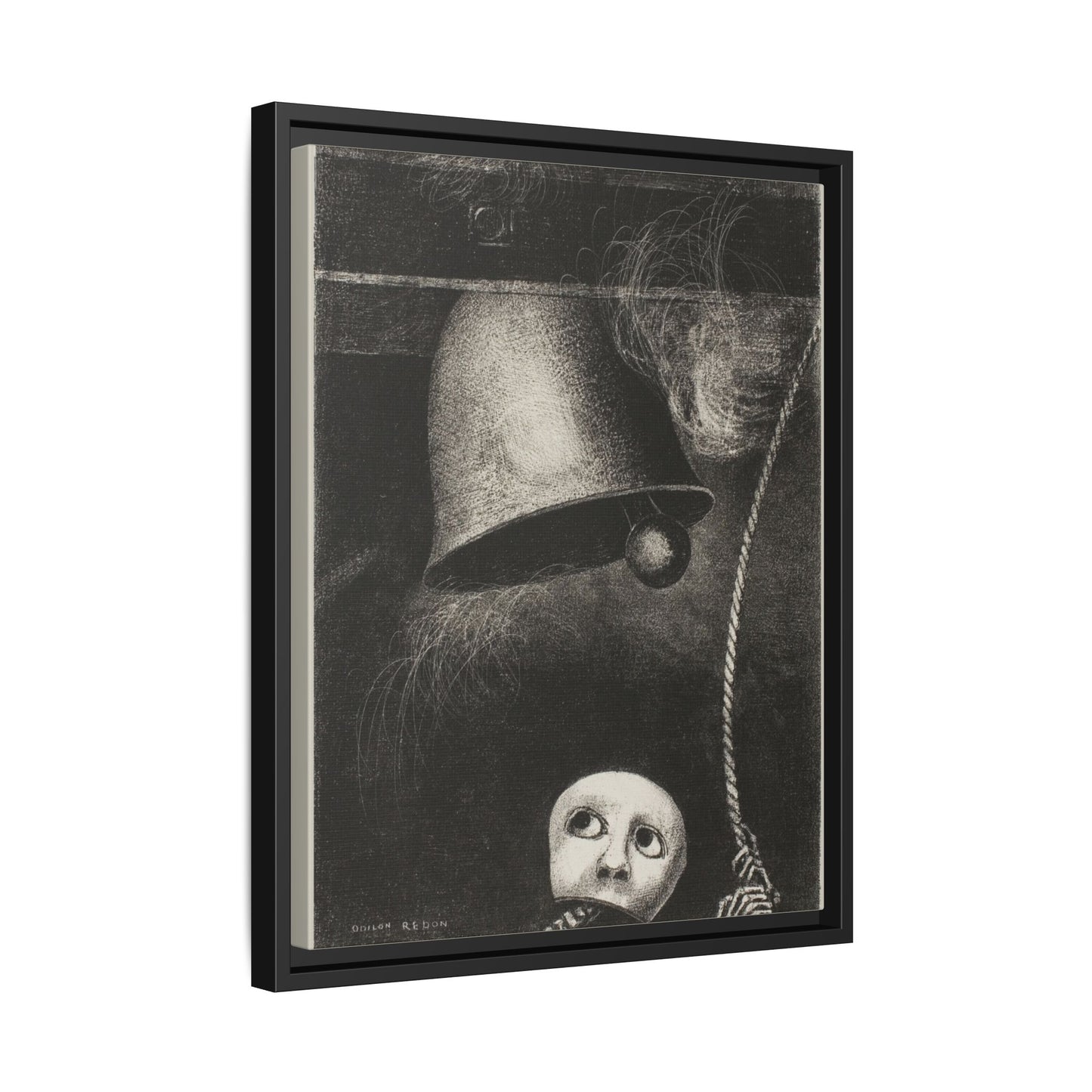 A Mask Sounds the Funeral Knell: Plate Three from In Dreams. Odilon Redon, Paris. Matte. Framed canvas.