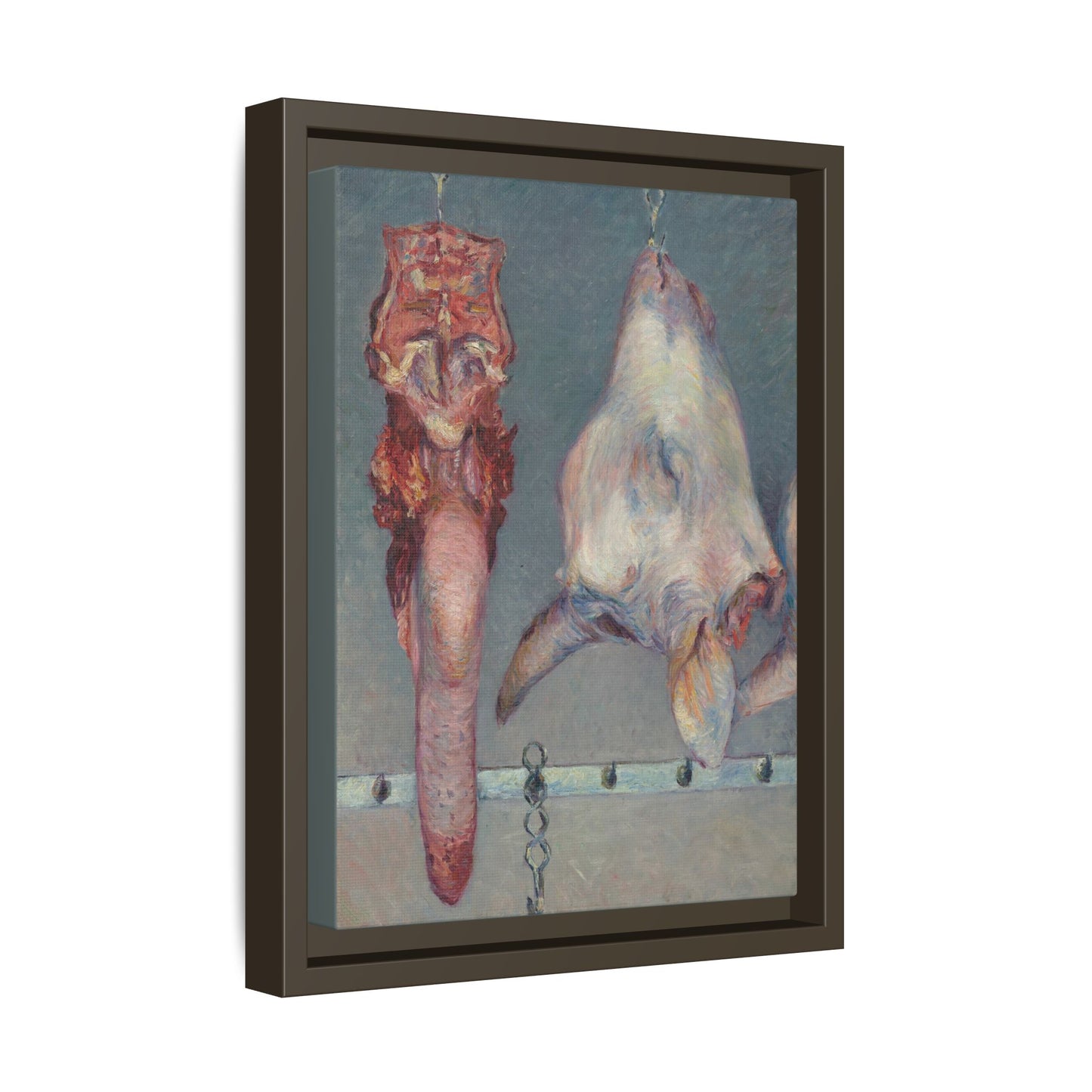 Butcher Shop Still Life – Calf’s Head and Ox Tongue, 1899 (Lovis Corinth). Matte. Framed canvas.
