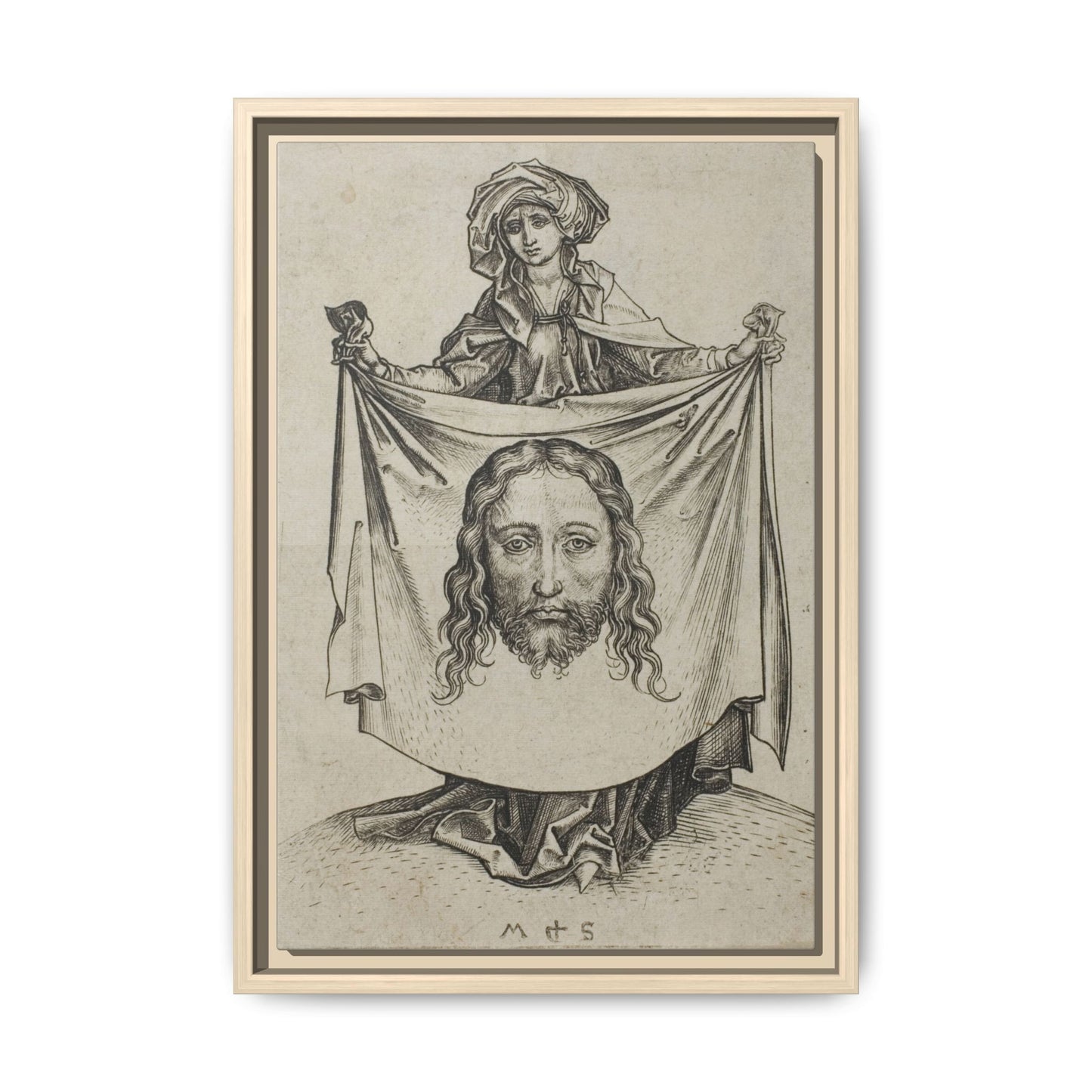 St. Veronica – Renaissance Engraving. The Holy Face. Matte. Framed canvas.