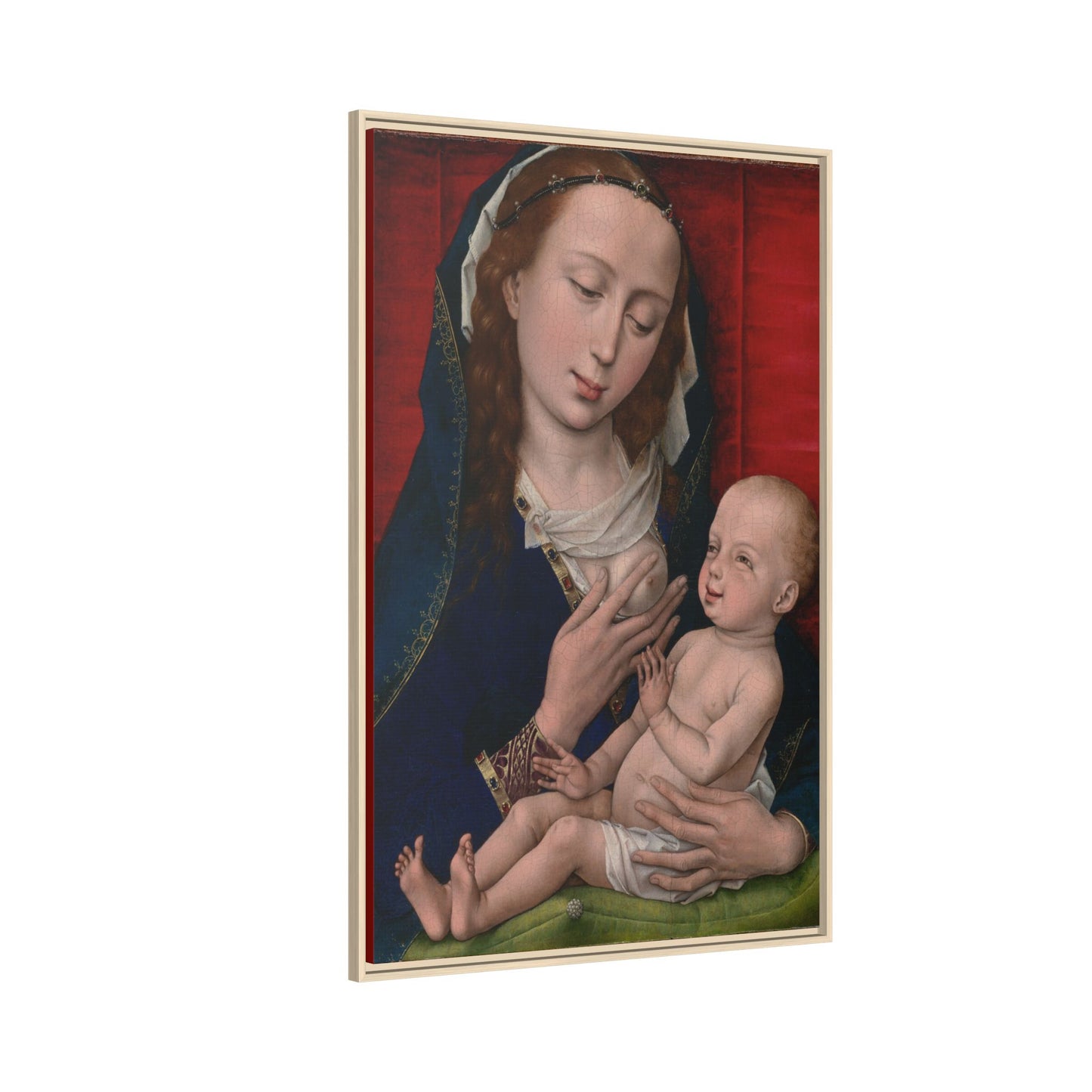 Madonna and Child. Renaissance Painting. Matte. Framed canvas.