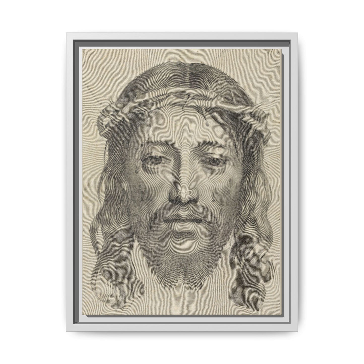 The Sudarium of Saint Veronica – Antique Engraving. Matte. Framed canvas.