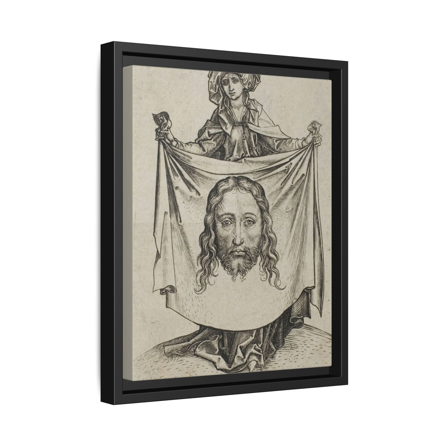 St. Veronica – Renaissance Engraving. The Holy Face. Matte. Framed canvas.
