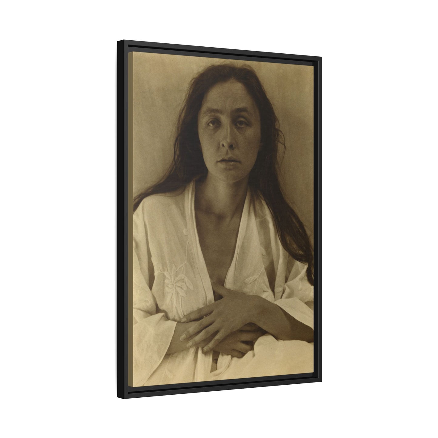 The Gaze of the Desert. Georgia O’Keeffe portrait. Matte. Framed canvas.