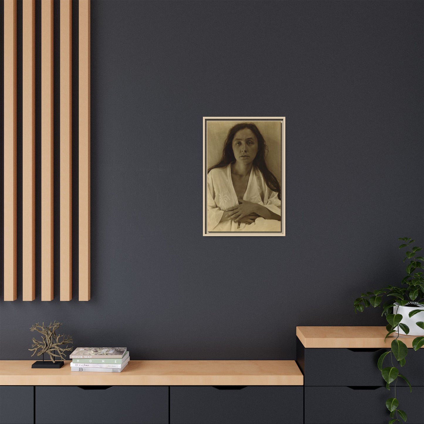 The Gaze of the Desert. Georgia O’Keeffe portrait. Matte. Framed canvas.