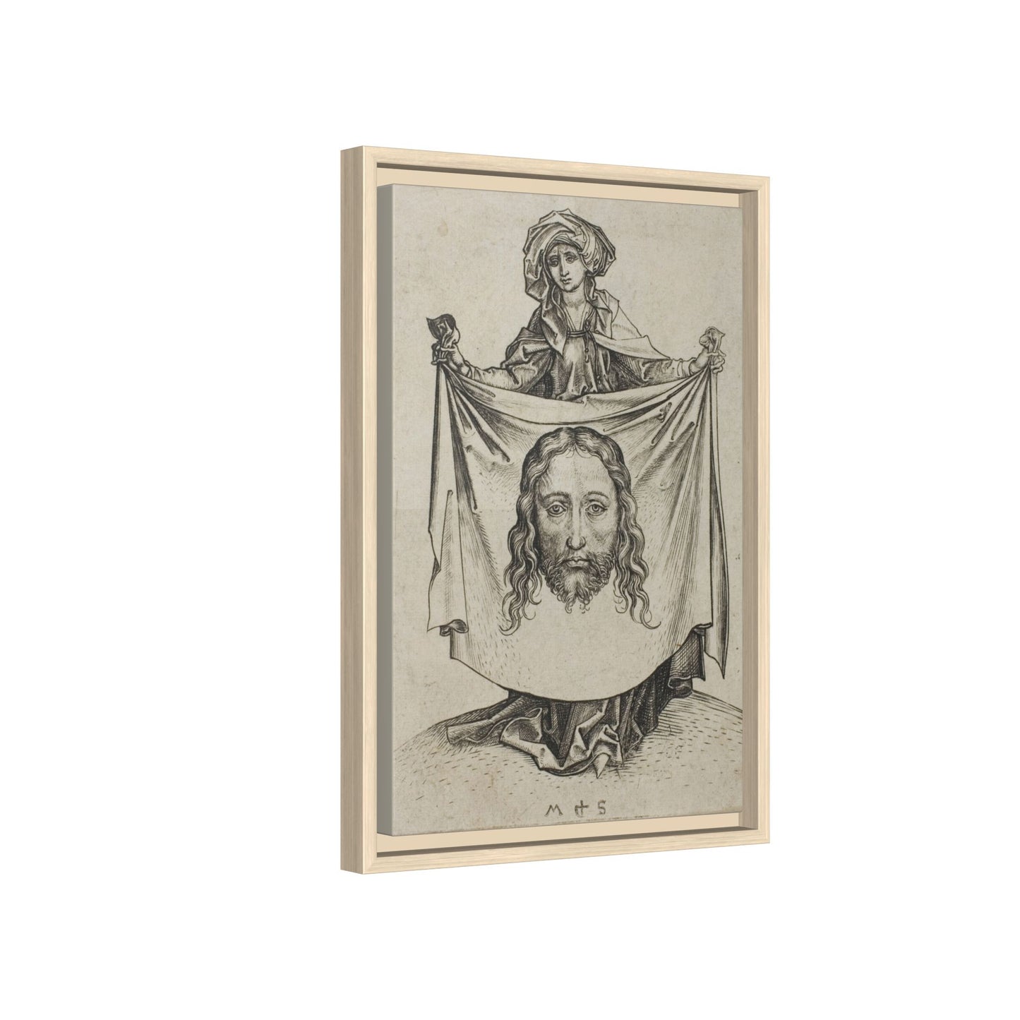 St. Veronica – Renaissance Engraving. The Holy Face. Matte. Framed canvas.