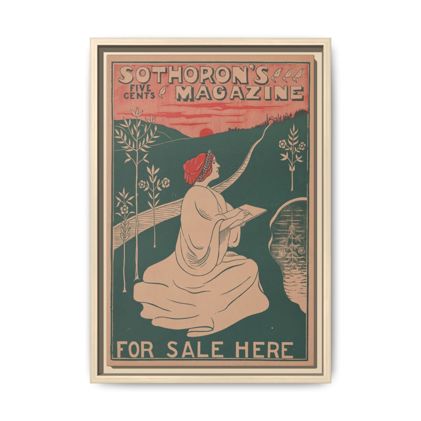 Sothoron’s Five Cents Magazine, For Sale Here (c. 1915). Matte. Framed Canvas.