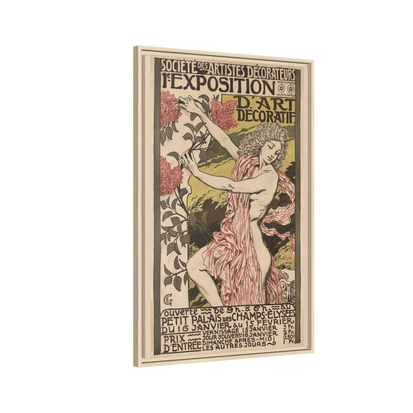 1re Exposition d’Art Décoratif Poster (Société des Artistes Décorateurs, 1912). Matte. Framed Canvas.