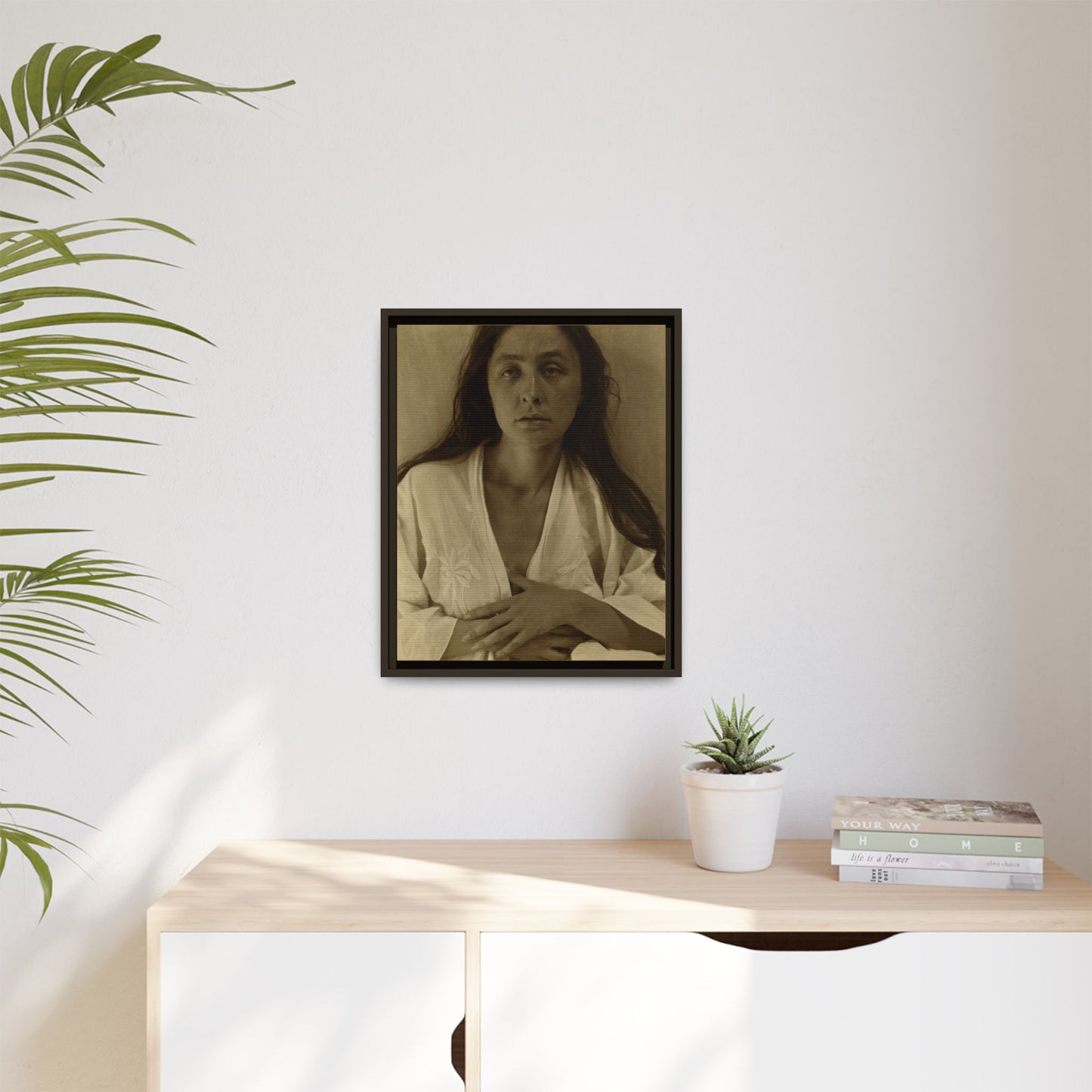 The Gaze of the Desert. Georgia O’Keeffe portrait. Matte. Framed canvas.