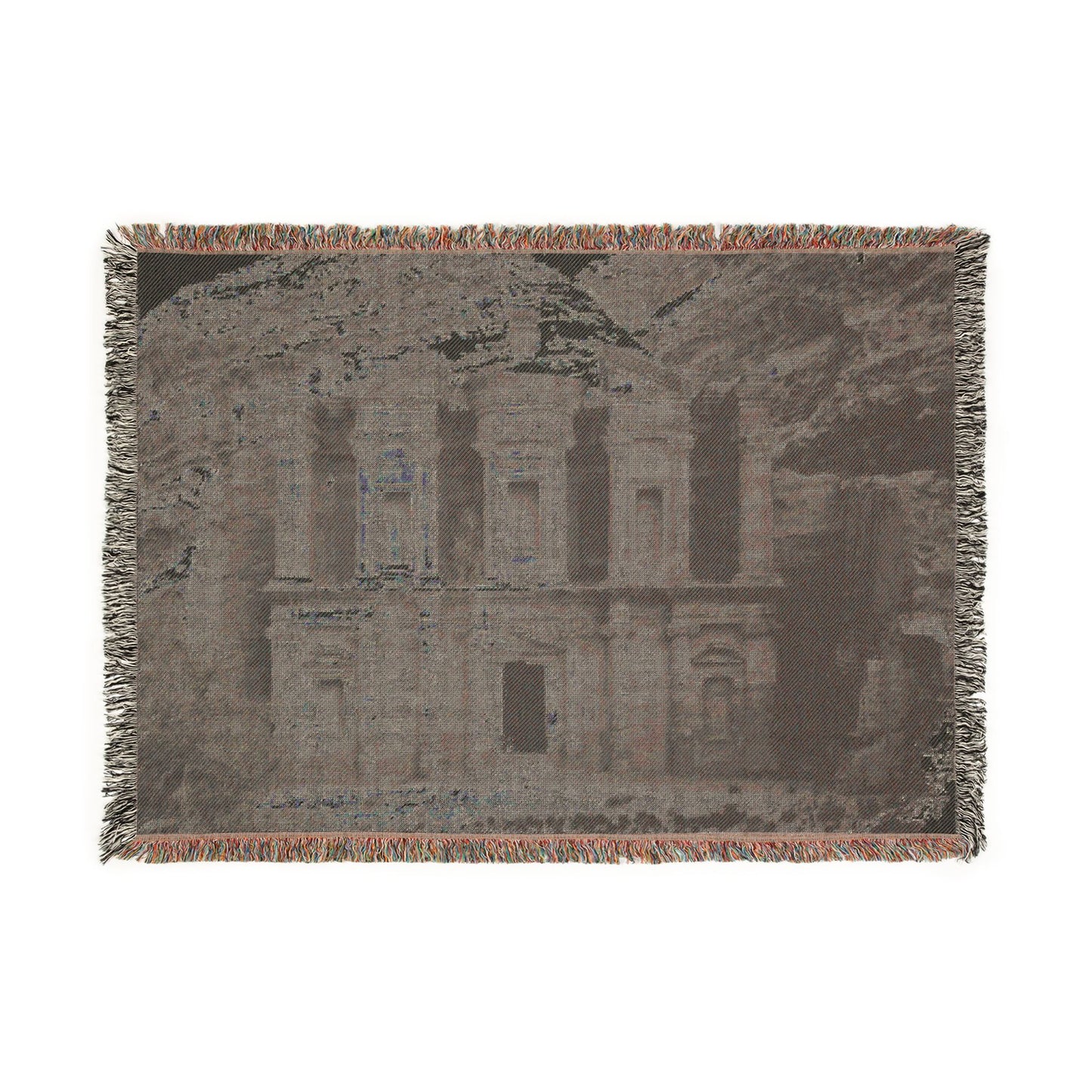 Authentic 1898 Petra Al-Khazne Treasury Woven Blanket | Nabataean Rose City Historical Photo