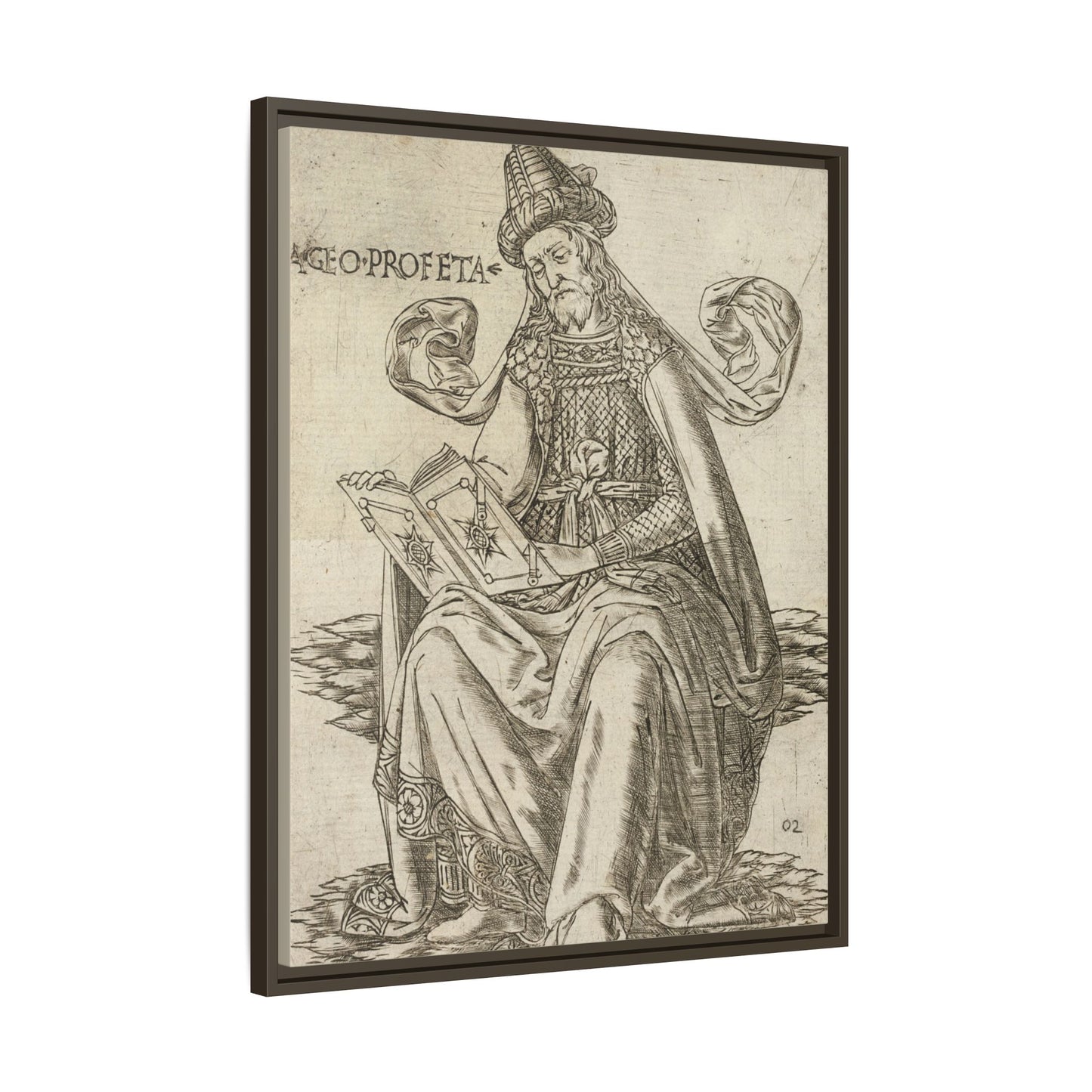 Prophet Haggai – Renaissance Engraving. Antique Biblical Prophet Illustration. Arcane. Matte. Framed canvas.