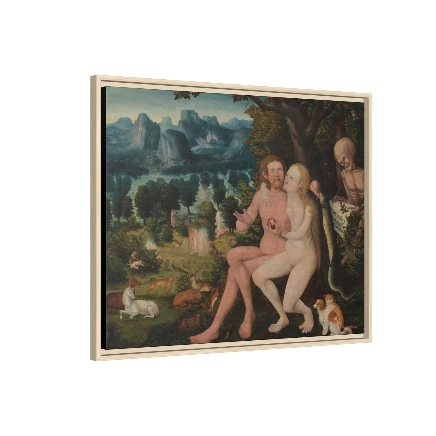 The Fall of Man with Scenes of the Creation – Renaissance Painting. Matte. Framed canvas.