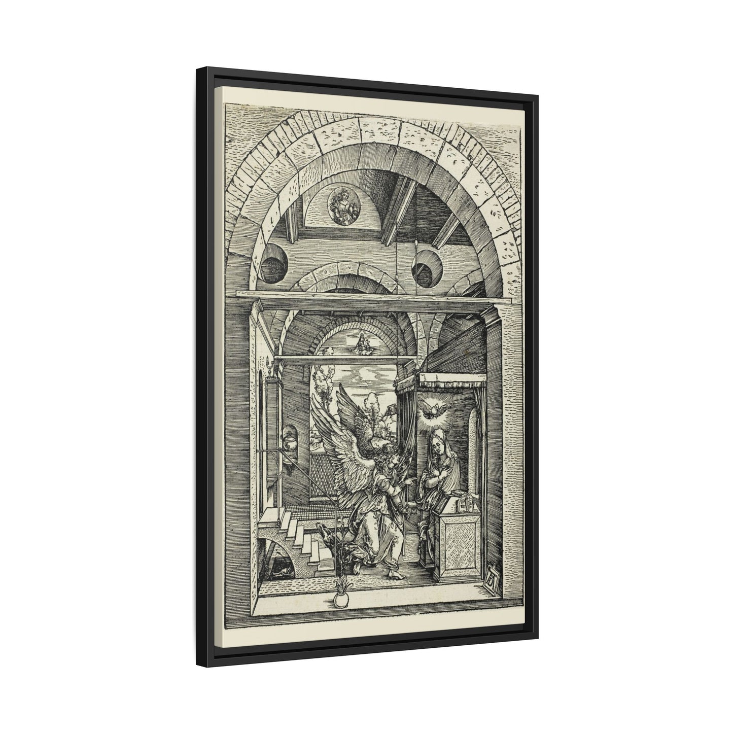 The Annunciation – From The Life of the Virgin. Matte. Renaissance. Framed canvas.