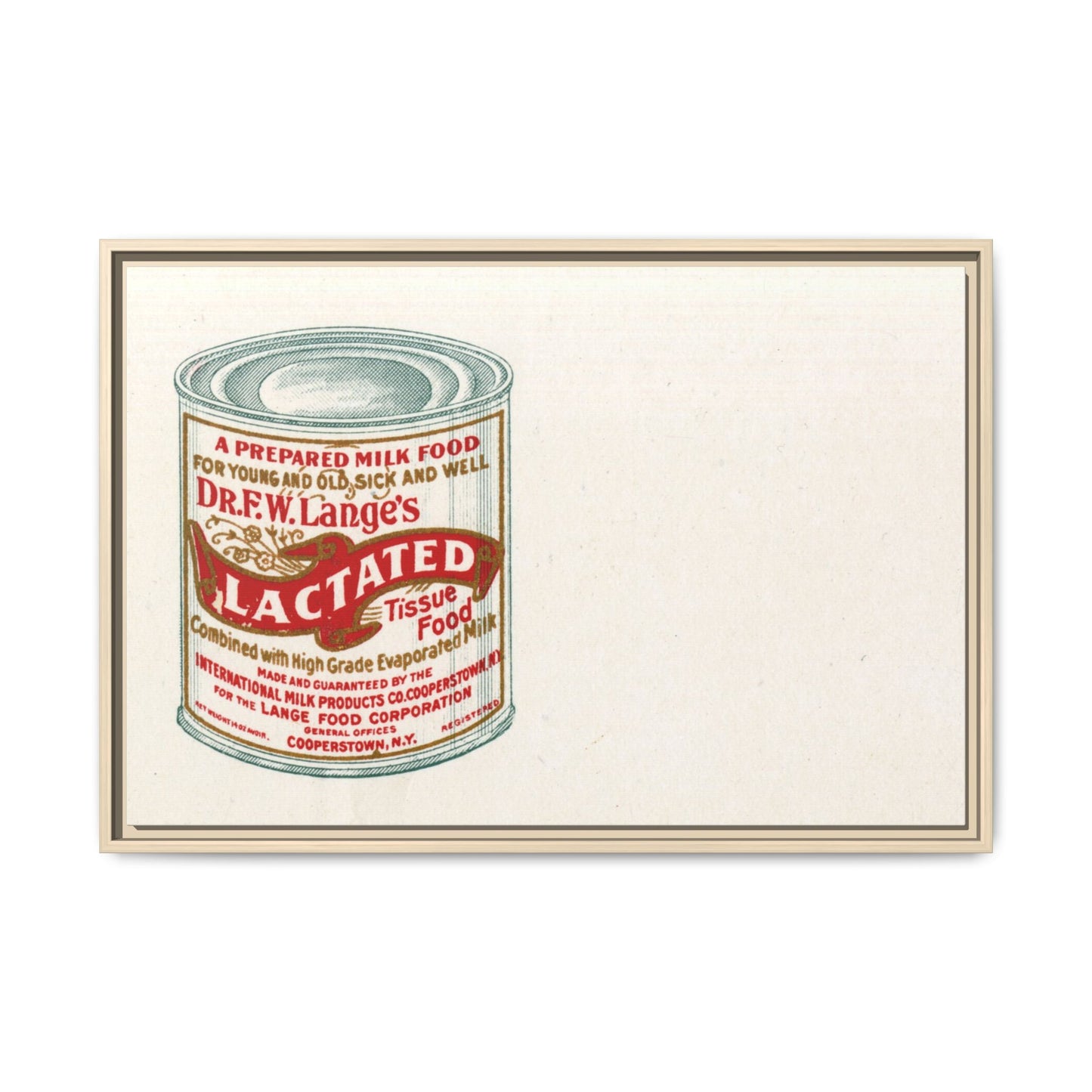 Vintage Lactated Milk Canvass Framed Print