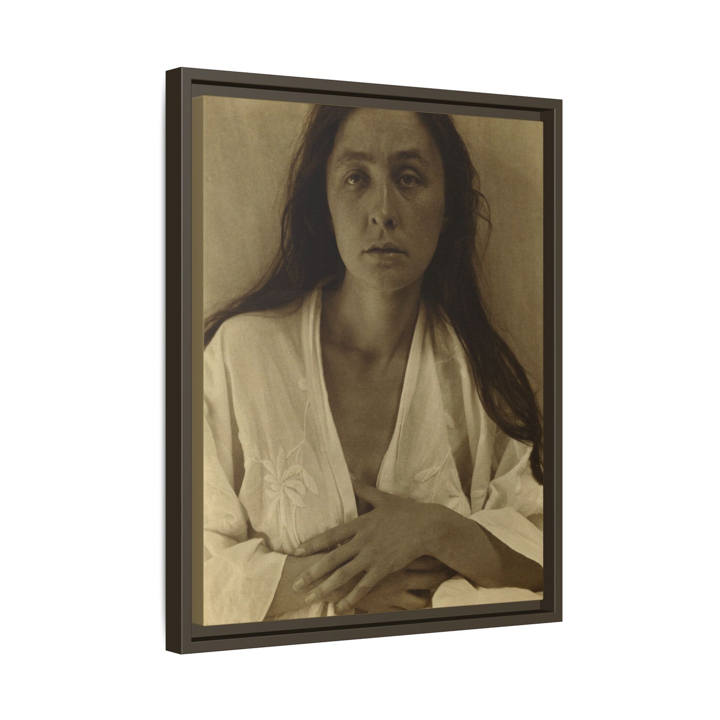 The Gaze of the Desert. Georgia O’Keeffe portrait. Matte. Framed canvas.