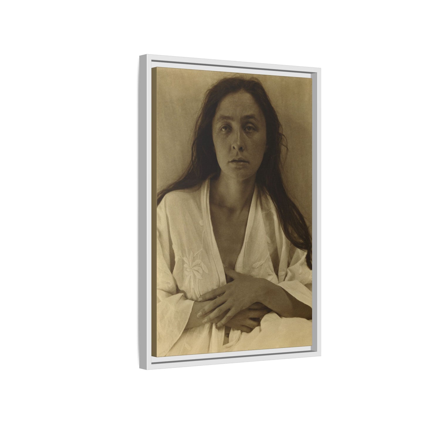 The Gaze of the Desert. Georgia O’Keeffe portrait. Matte. Framed canvas.
