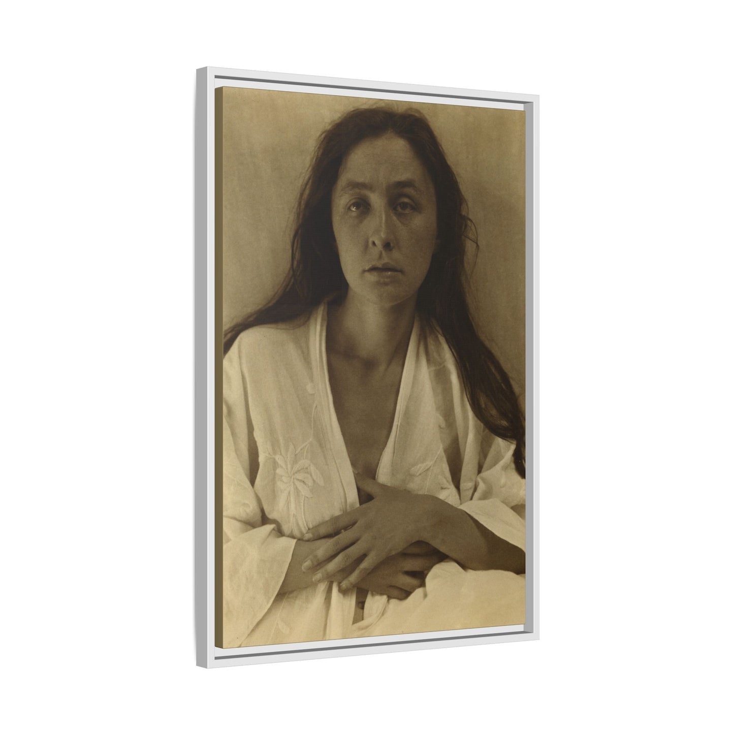 The Gaze of the Desert. Georgia O’Keeffe portrait. Matte. Framed canvas.