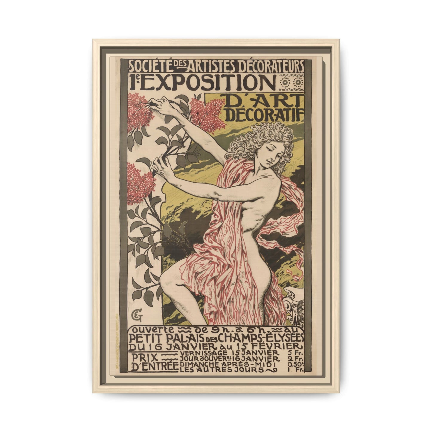 1re Exposition d’Art Décoratif Poster (Société des Artistes Décorateurs, 1912). Matte. Framed Canvas.