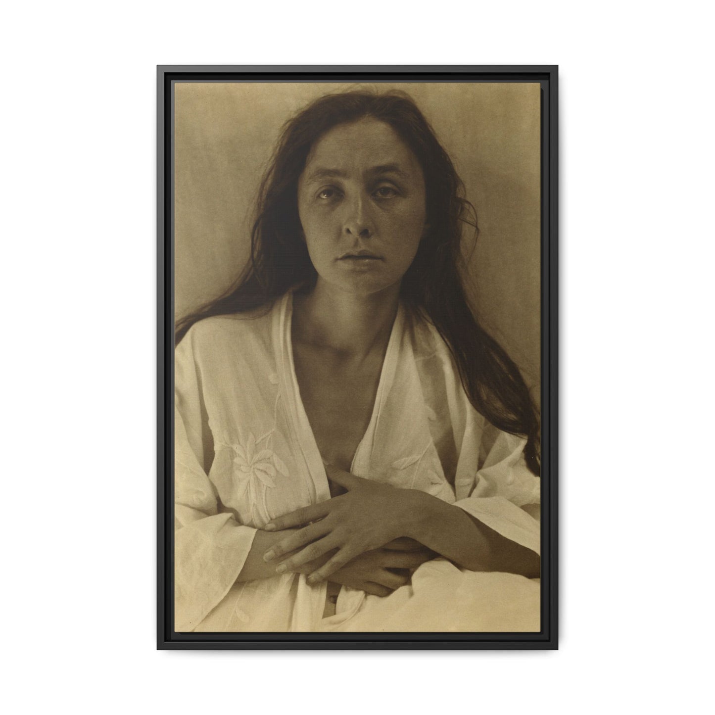 The Gaze of the Desert. Georgia O’Keeffe portrait. Matte. Framed canvas.