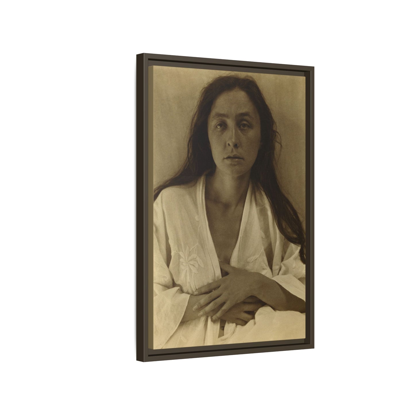 The Gaze of the Desert. Georgia O’Keeffe portrait. Matte. Framed canvas.