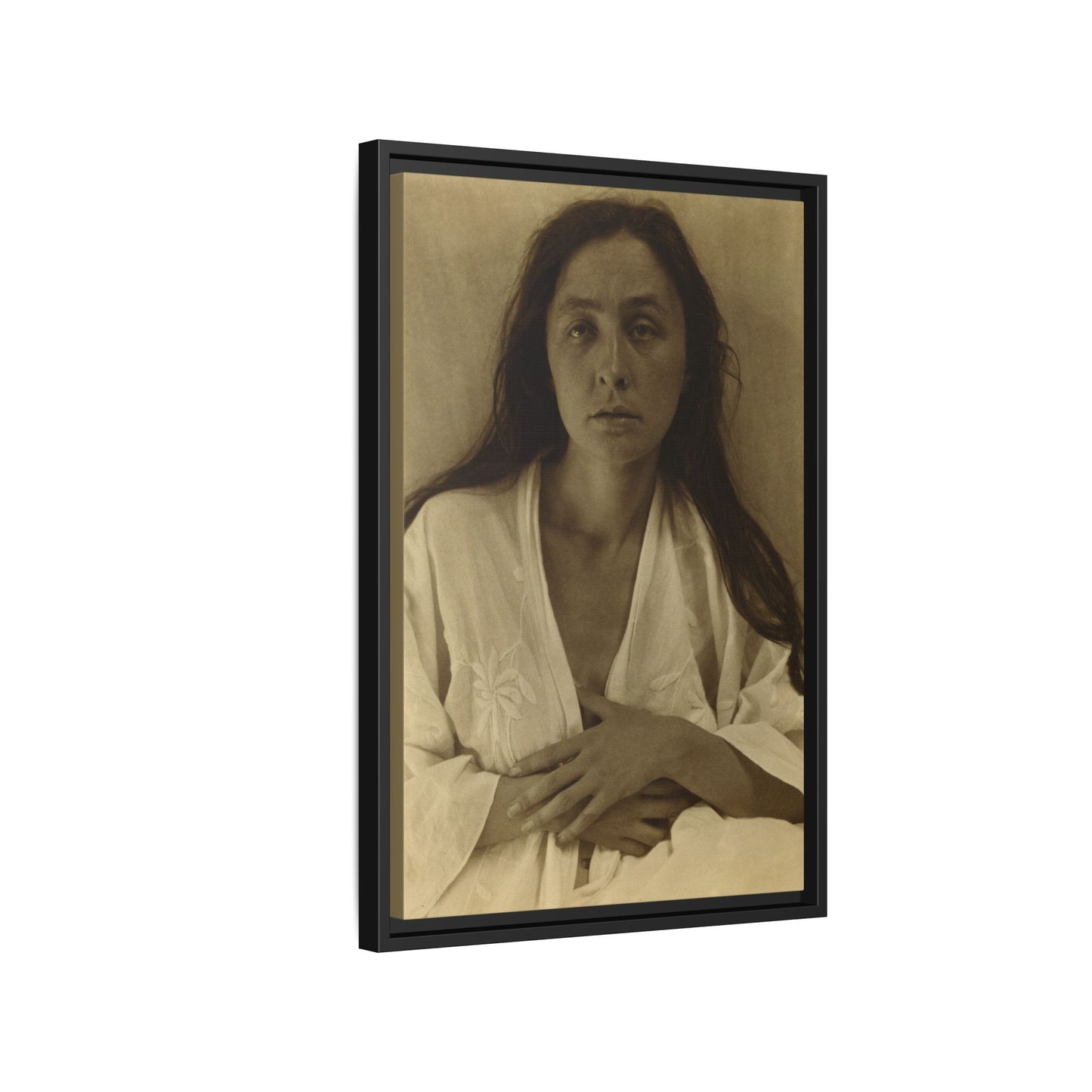 The Gaze of the Desert. Georgia O’Keeffe portrait. Matte. Framed canvas.