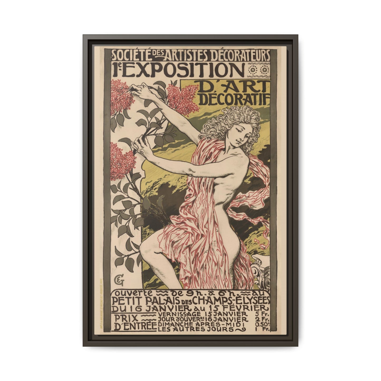 1re Exposition d’Art Décoratif Poster (Société des Artistes Décorateurs, 1912). Matte. Framed Canvas.