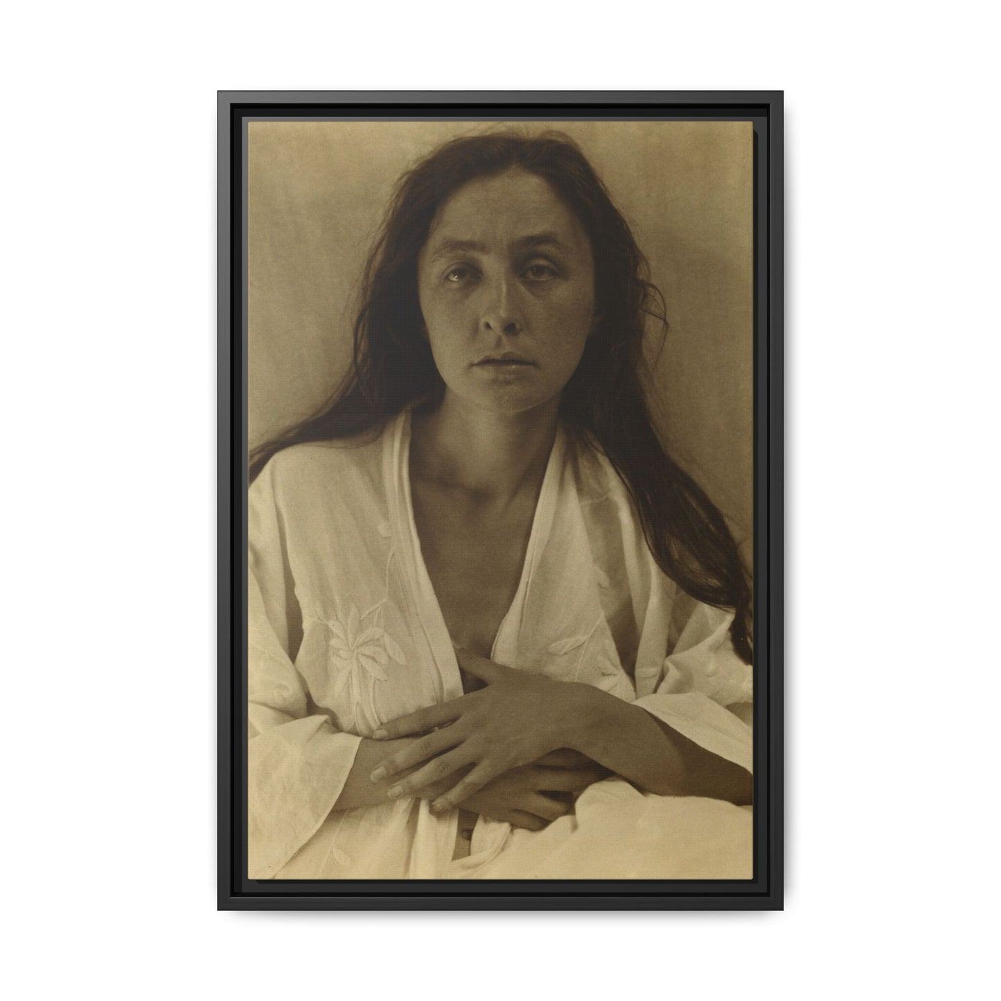 The Gaze of the Desert. Georgia O’Keeffe portrait. Matte. Framed canvas.