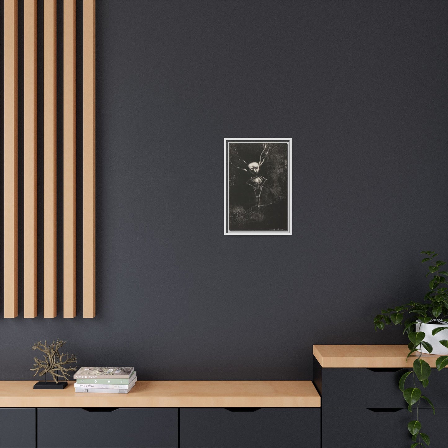 Dark Surreal Skeleton Art Print — Framed Matte Canvas