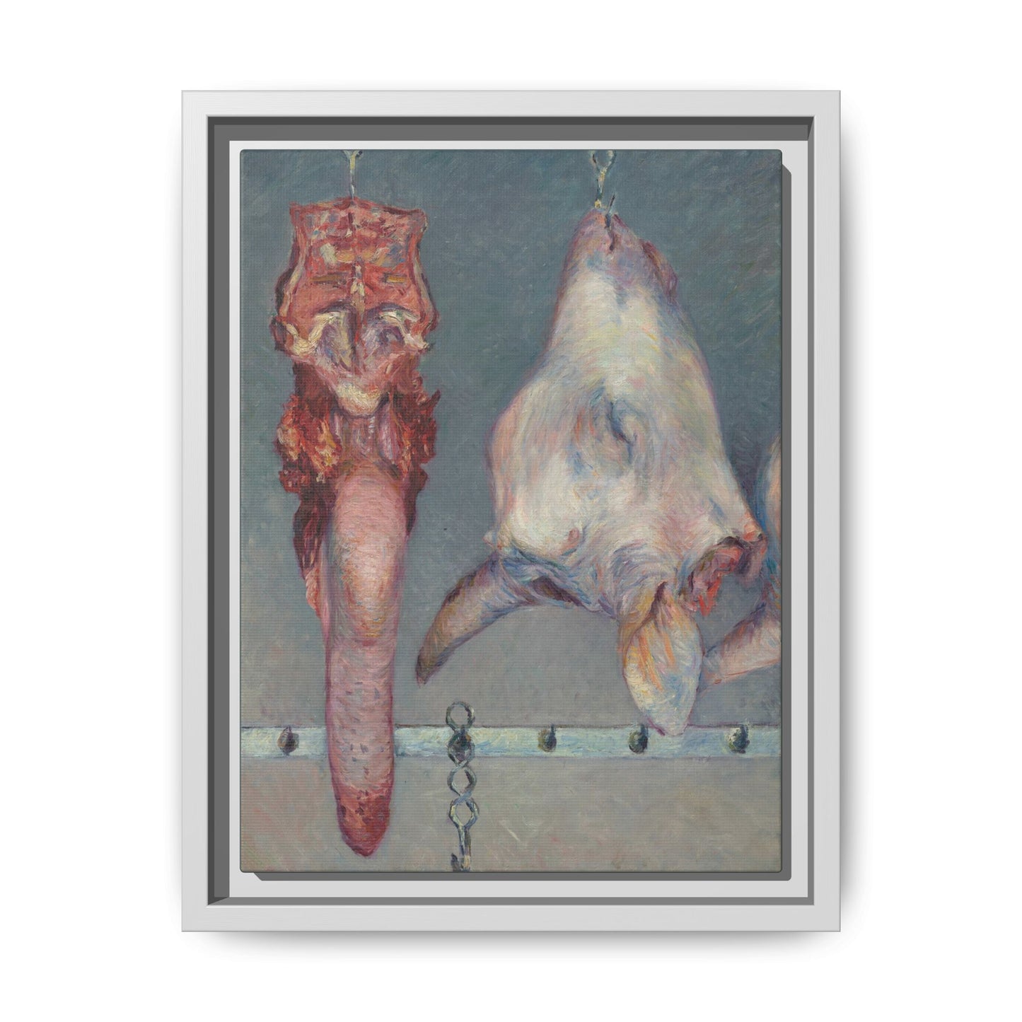 Butcher Shop Still Life – Calf’s Head and Ox Tongue, 1899 (Lovis Corinth). Matte. Framed canvas.
