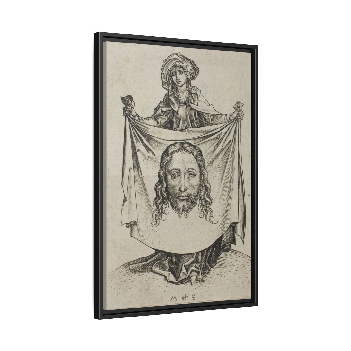 St. Veronica – Renaissance Engraving. The Holy Face. Matte. Framed canvas.