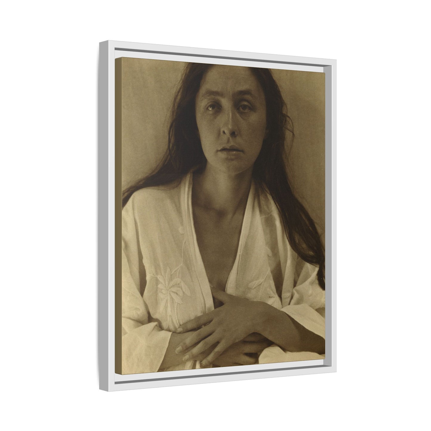 The Gaze of the Desert. Georgia O’Keeffe portrait. Matte. Framed canvas.
