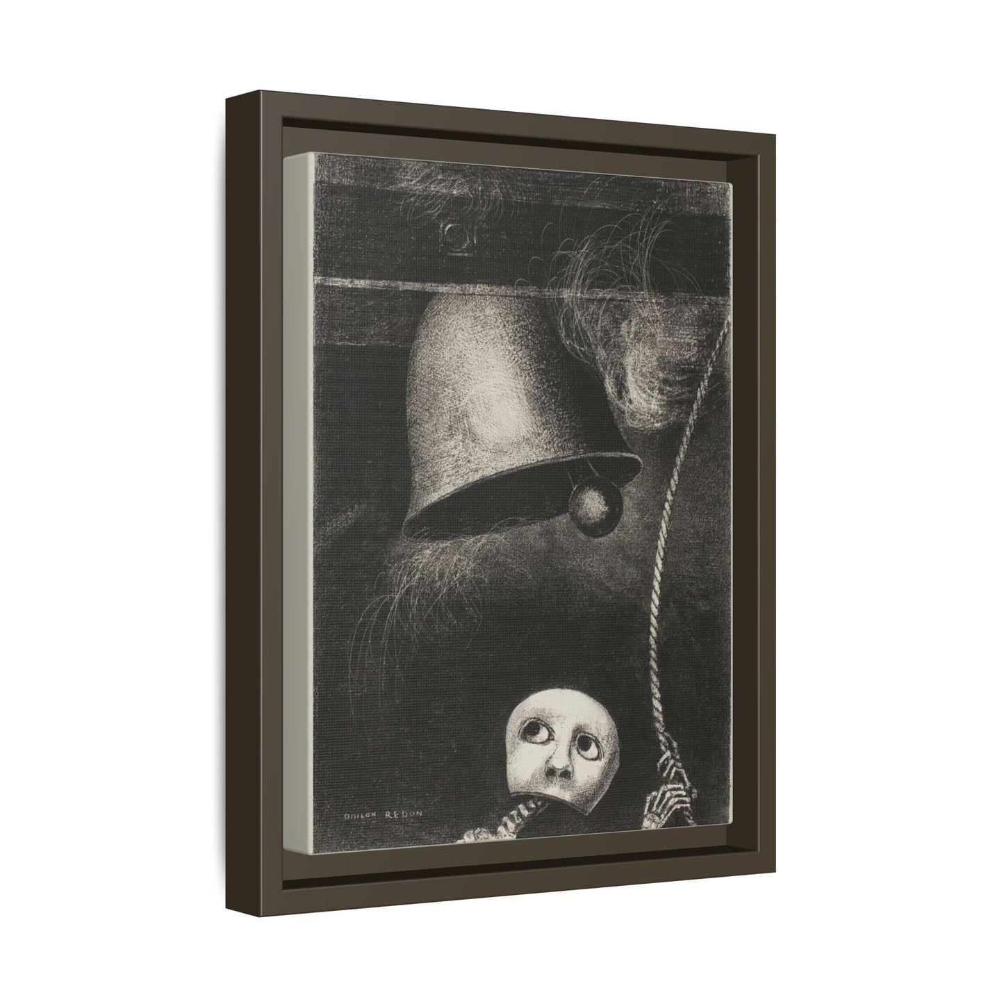 A Mask Sounds the Funeral Knell: Plate Three from In Dreams. Odilon Redon, Paris. Matte. Framed canvas.